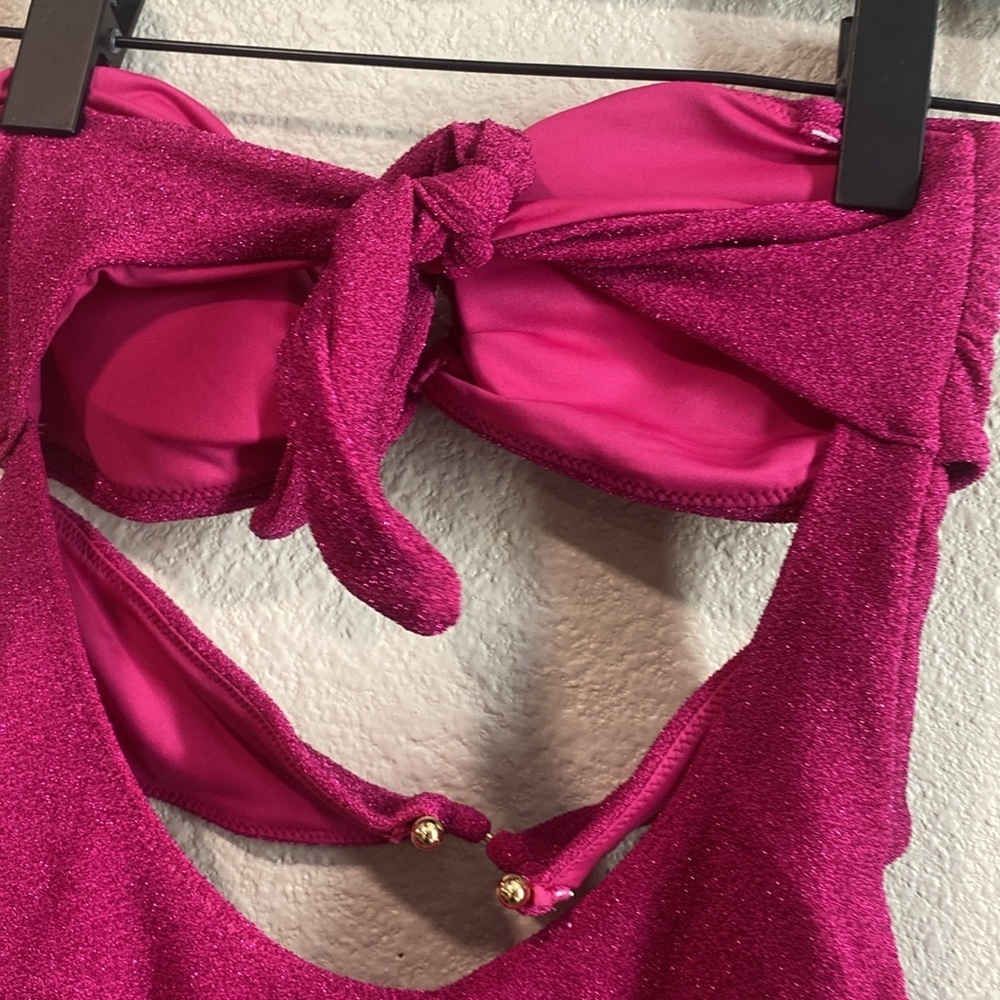 VICTORIA'S SECRET‎ SWIM Shimmer Cut-Out Bandeau One-Piece Swimsuit Size Small - Picture 9 of 13